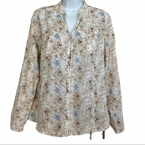Magellan Sportswear Cotton Button Down Shirt Sz Medium Floral